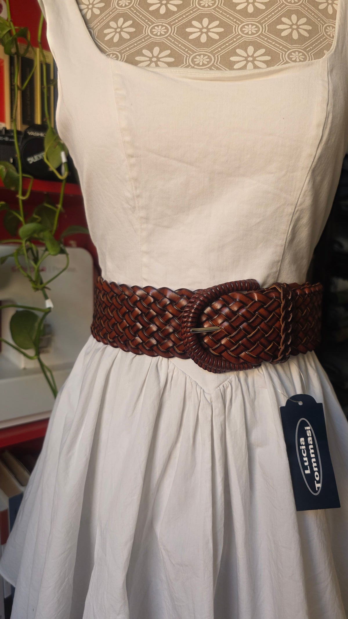 Cintura in pelle intrecciata marrone #3