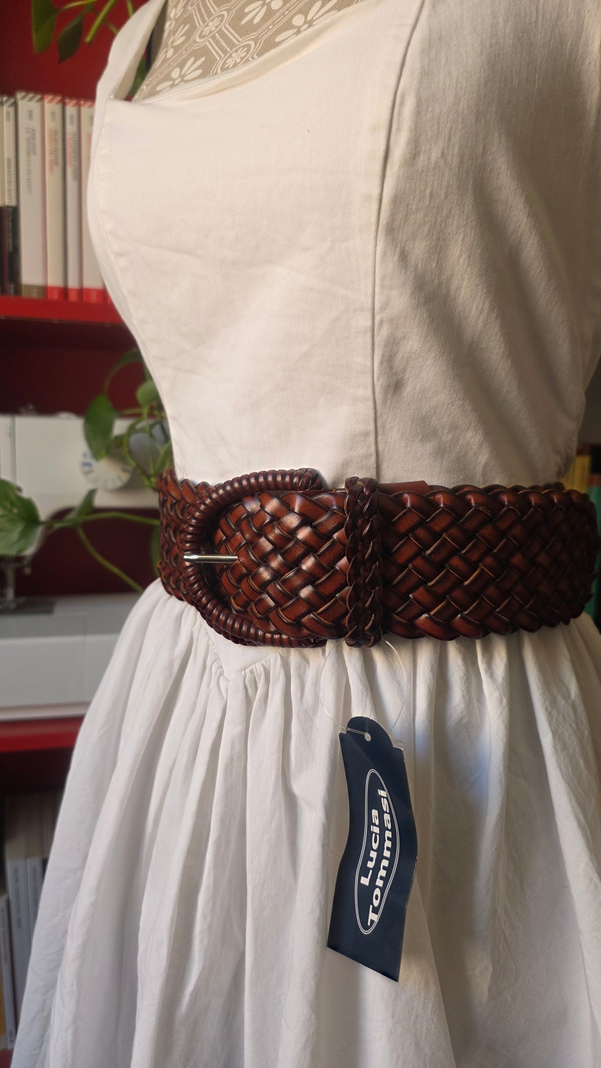 Cintura in pelle intrecciata marrone #3