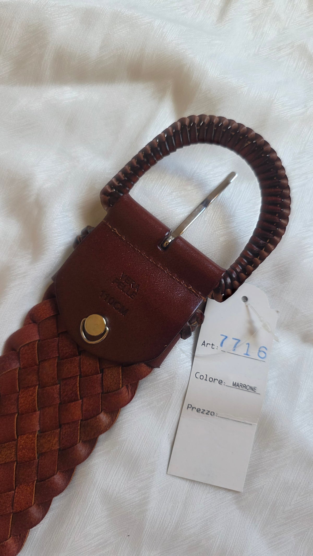 Cintura in pelle intrecciata marrone #3