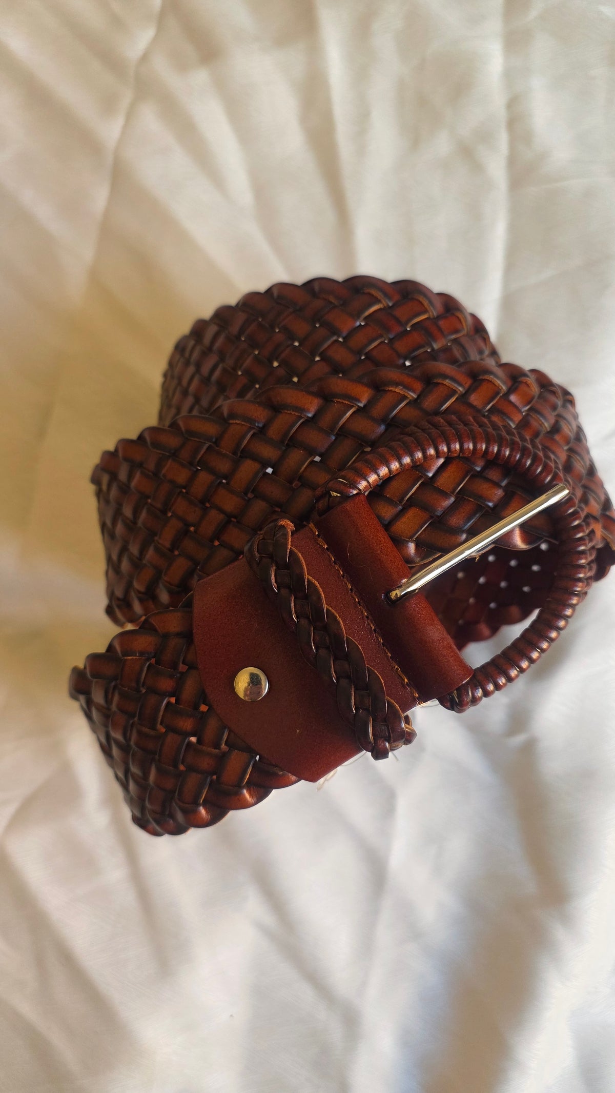 Cintura in pelle intrecciata marrone #3