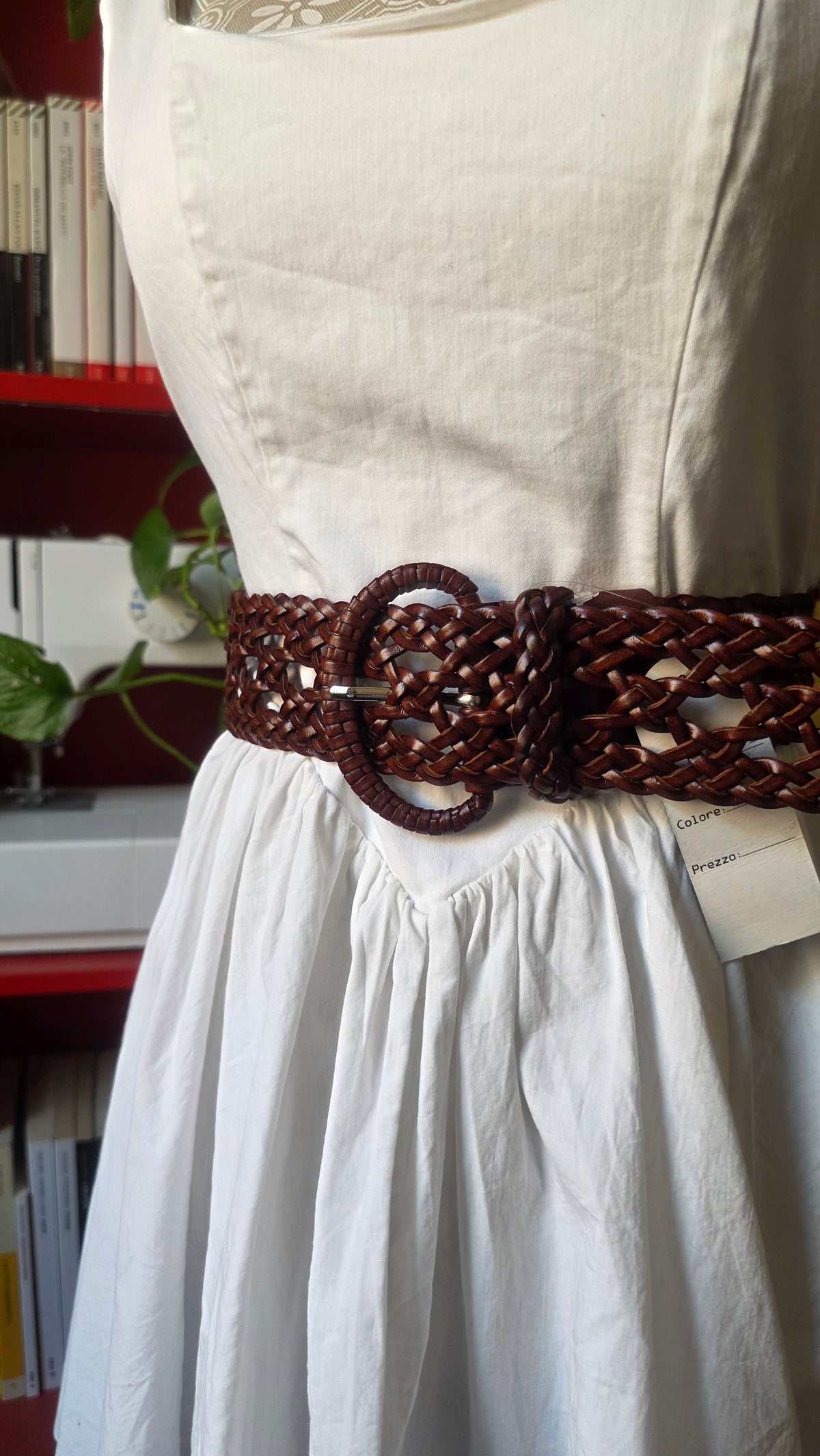 Cintura in pelle intrecciata marrone #1