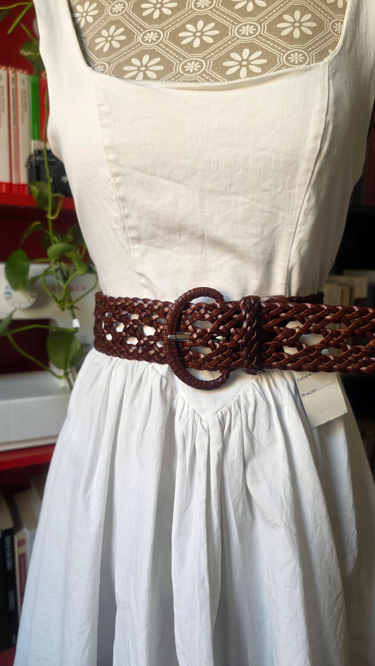 Cintura in pelle intrecciata marrone #1