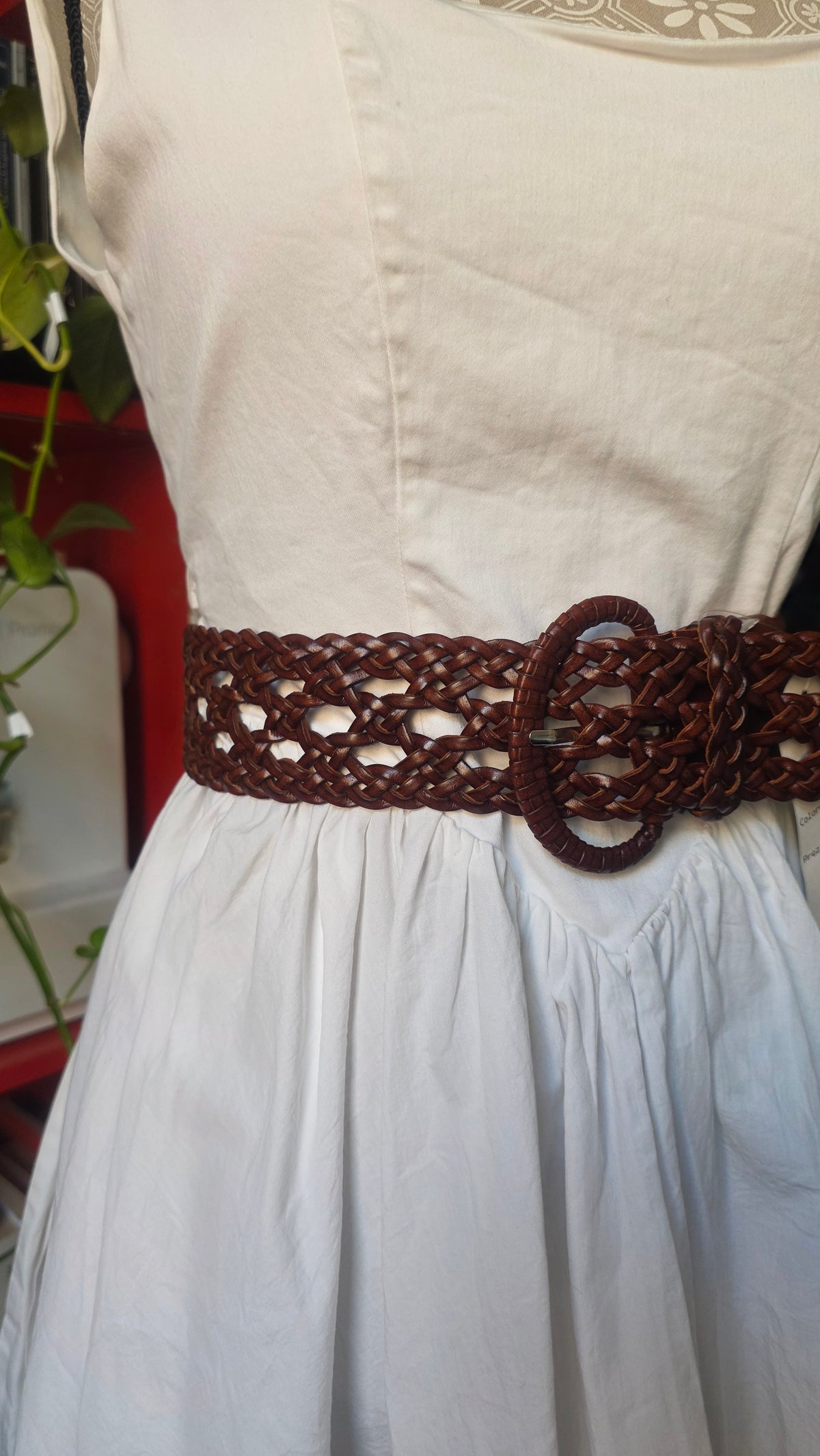 Cintura in pelle intrecciata marrone #1