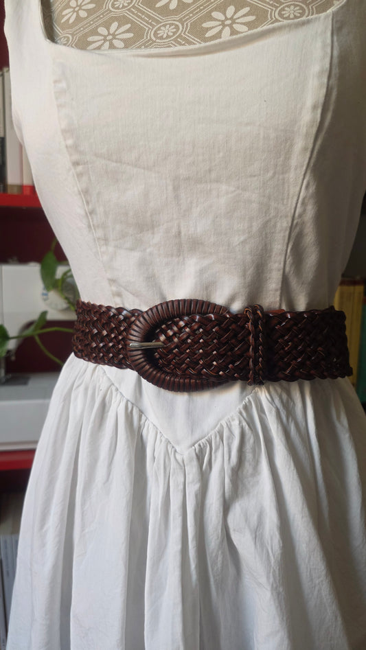 Cintura in pelle intrecciata marrone #2