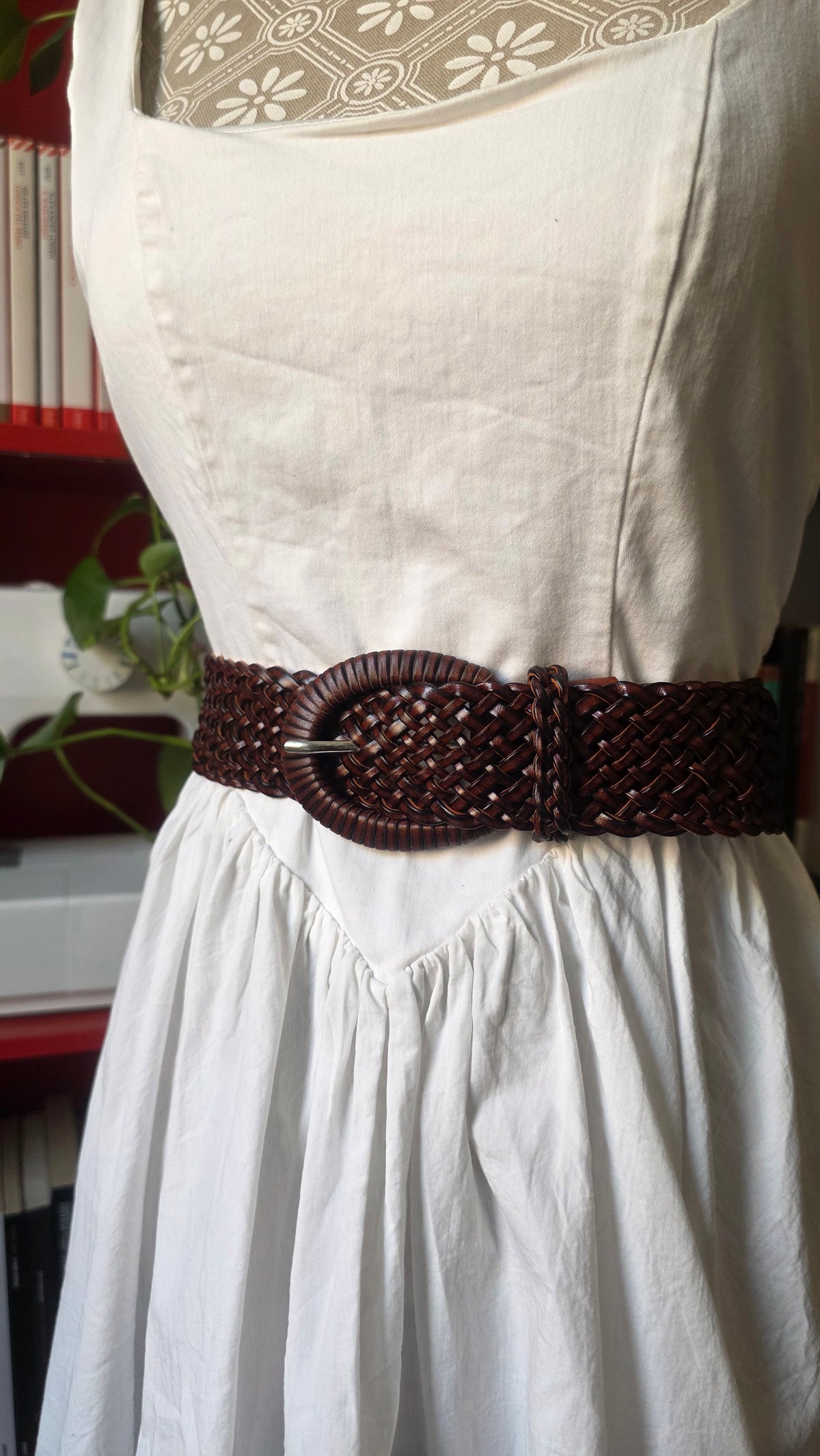 Cintura in pelle intrecciata marrone #2