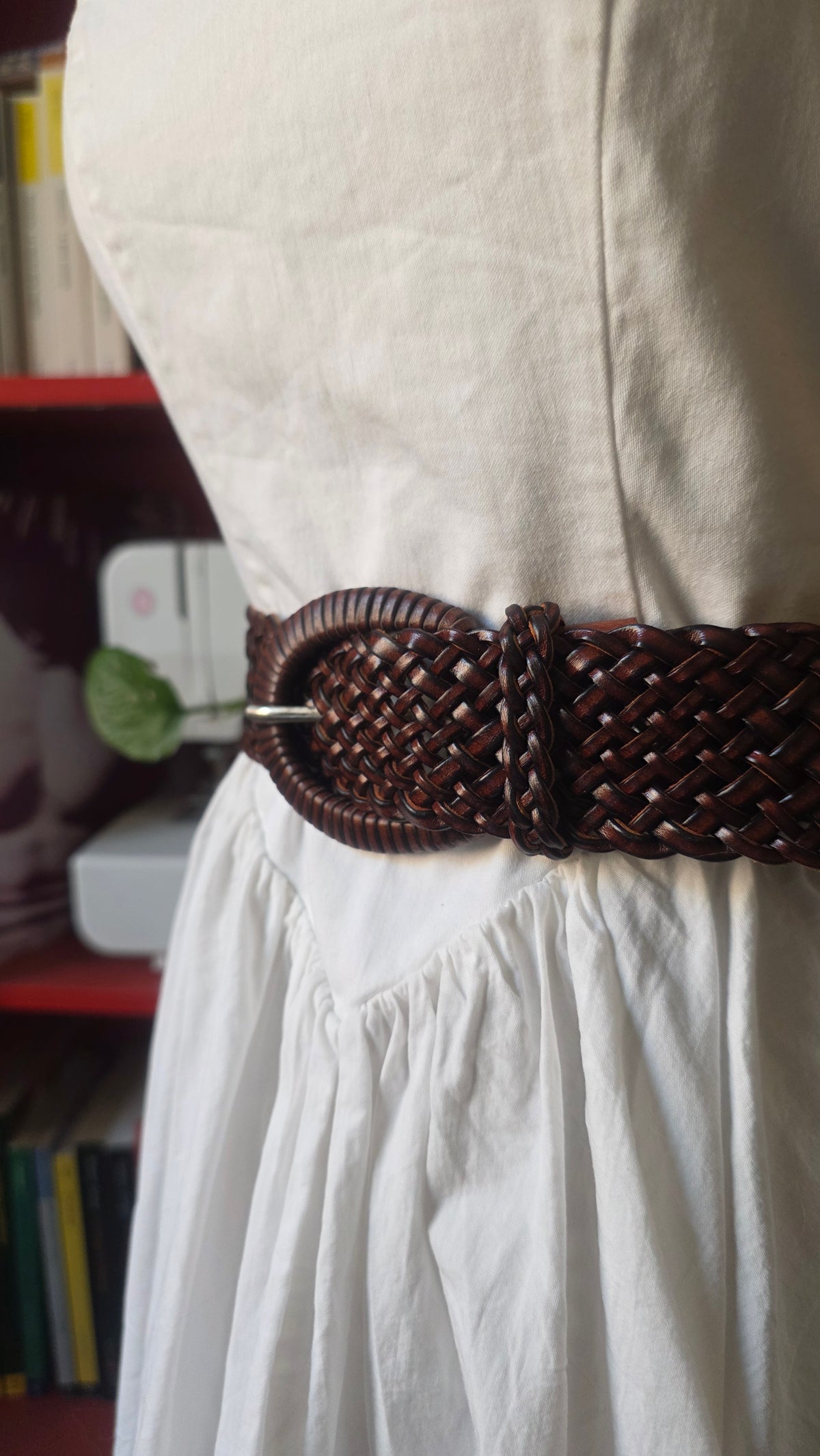 Cintura in pelle intrecciata marrone #2