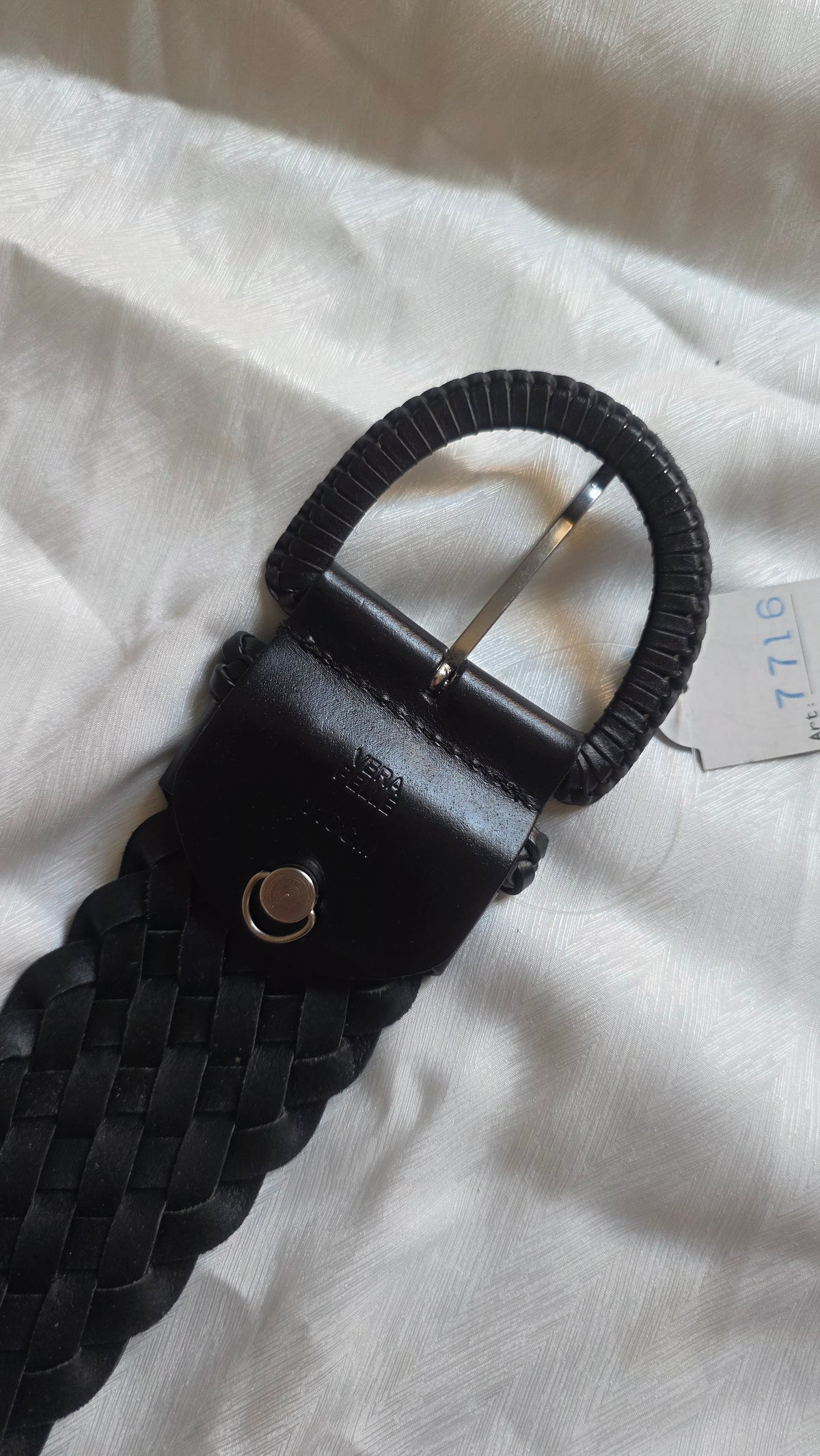 Cintura in pelle intrecciata nera