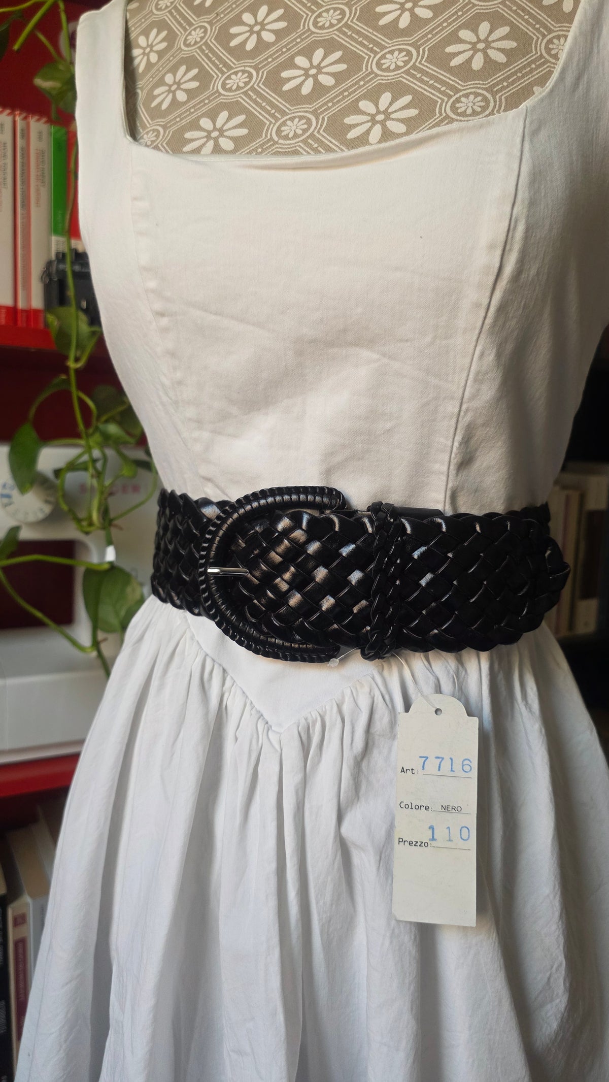 Cintura in pelle intrecciata nera