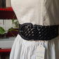 Cintura in pelle intrecciata nera