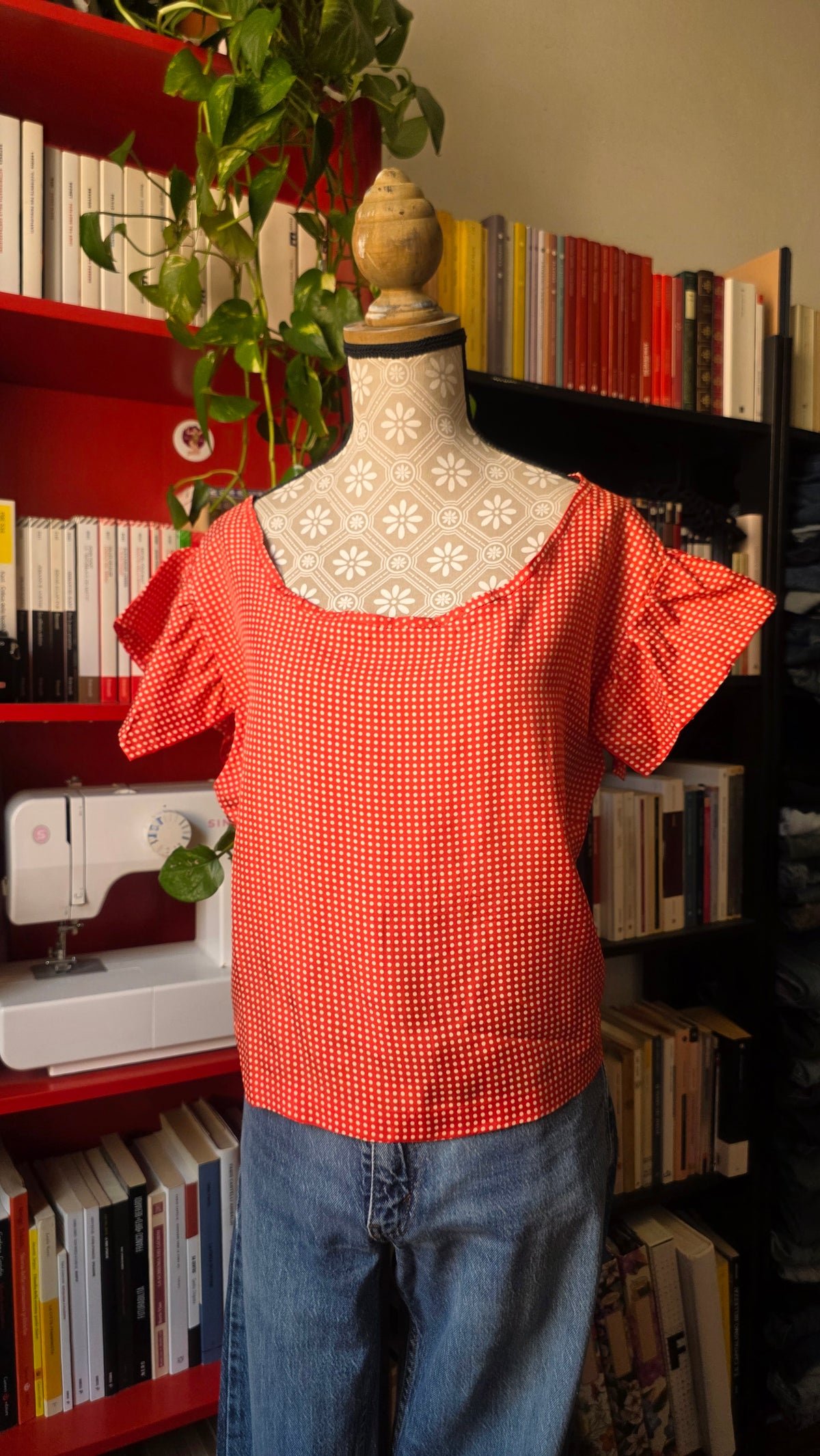 Camicia rossa pois
