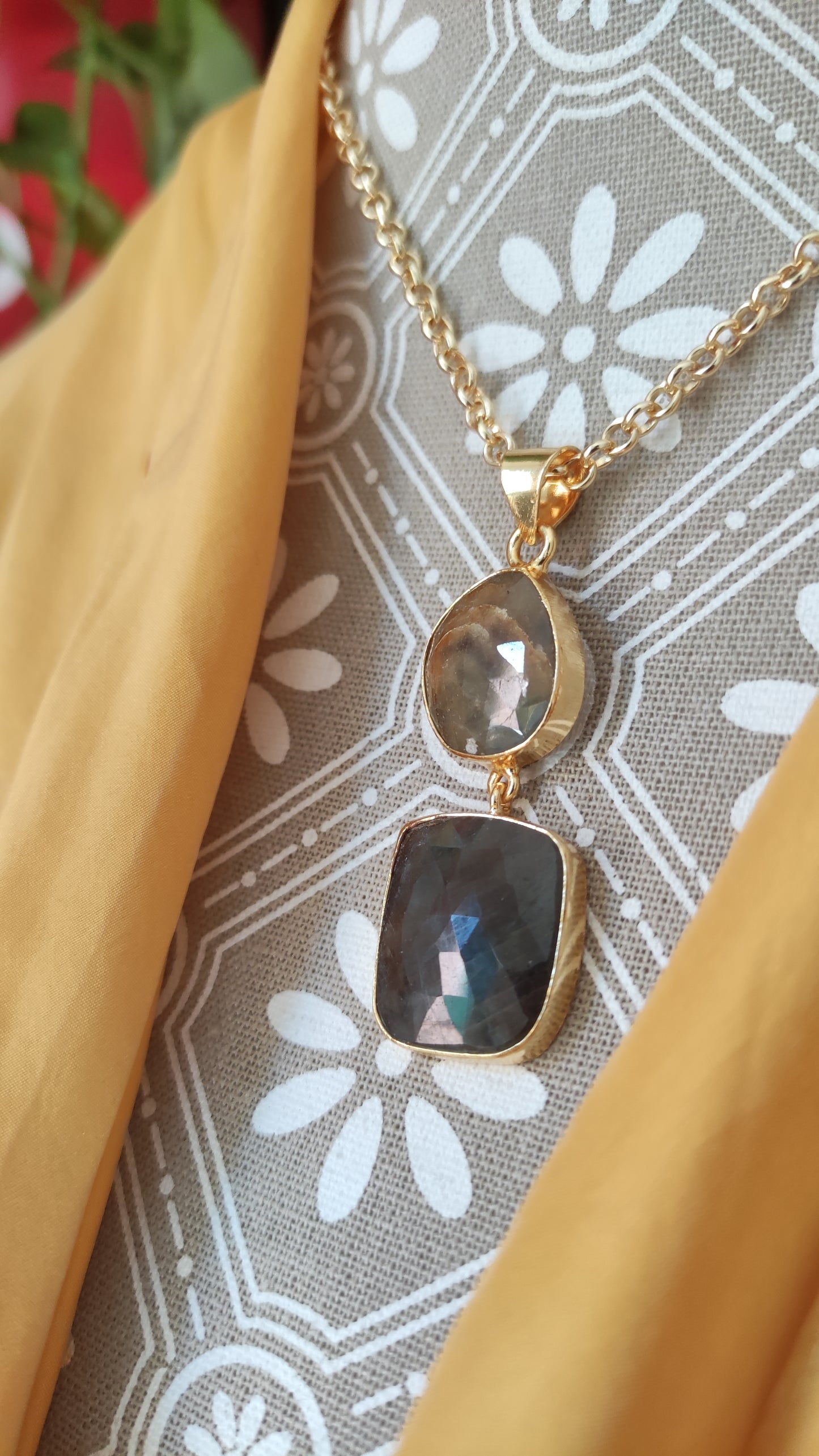 Collana onice e labradorite