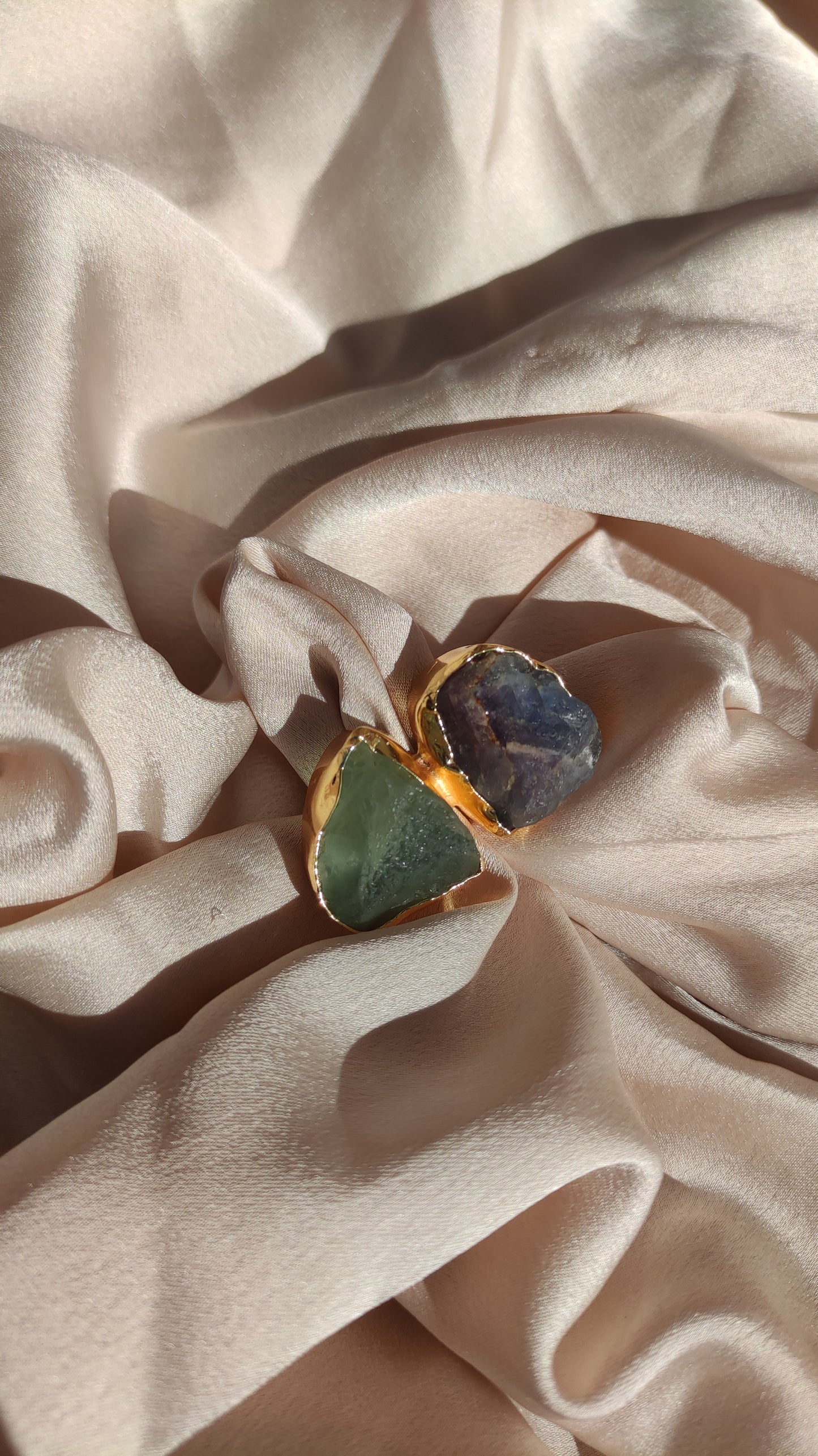 Anello fluorite verde e lapis blu