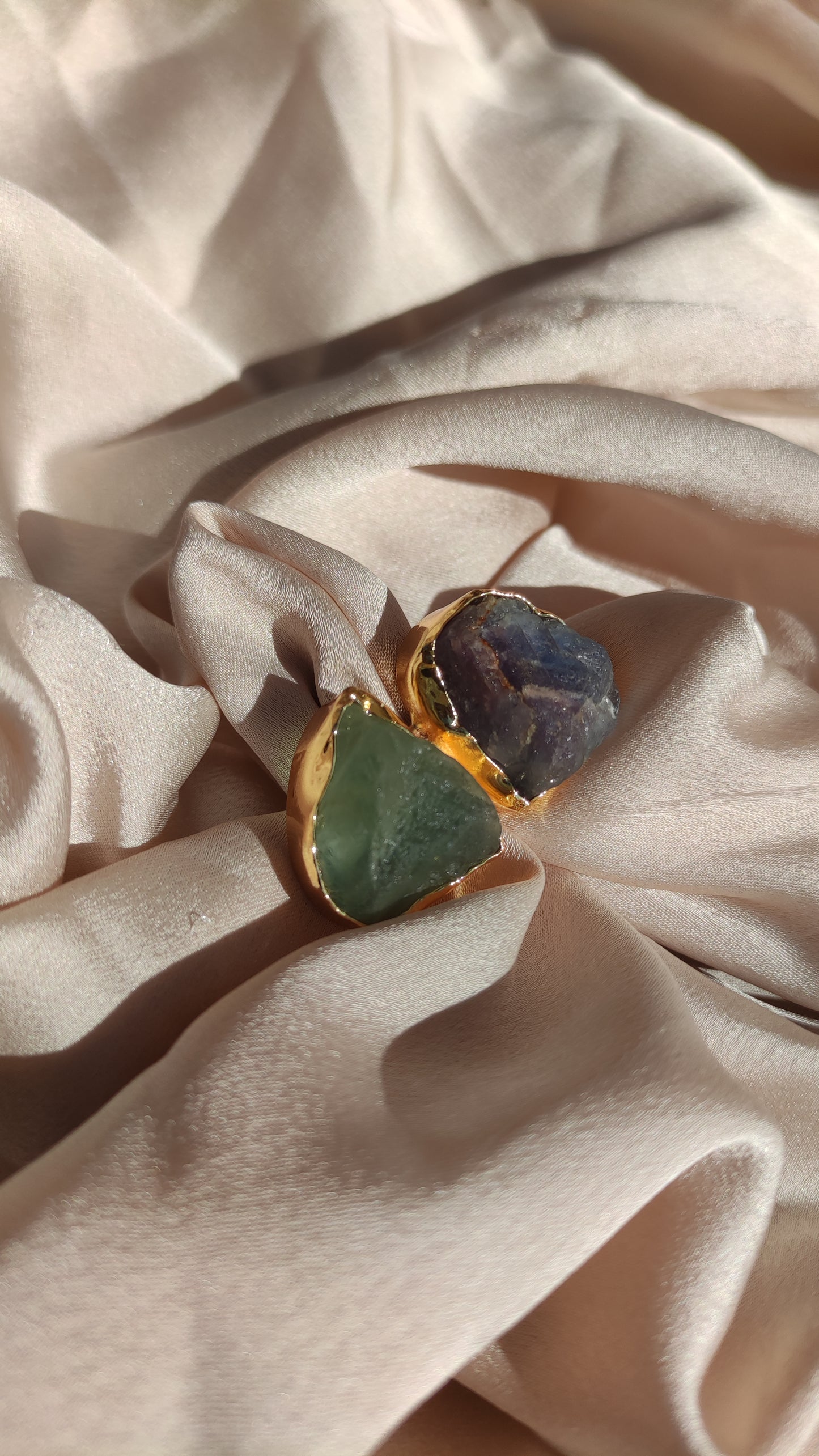 Anello fluorite verde e lapis blu