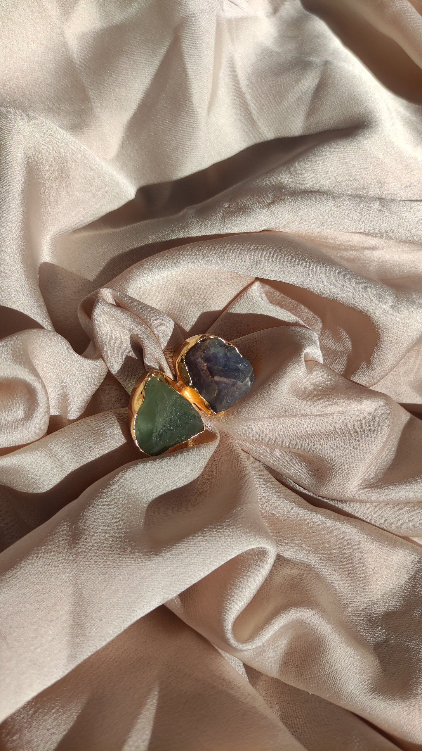 Anello fluorite verde e lapis blu