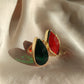 Anello cristalli verde e rosso