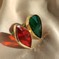 Anello cristalli verde e rosso