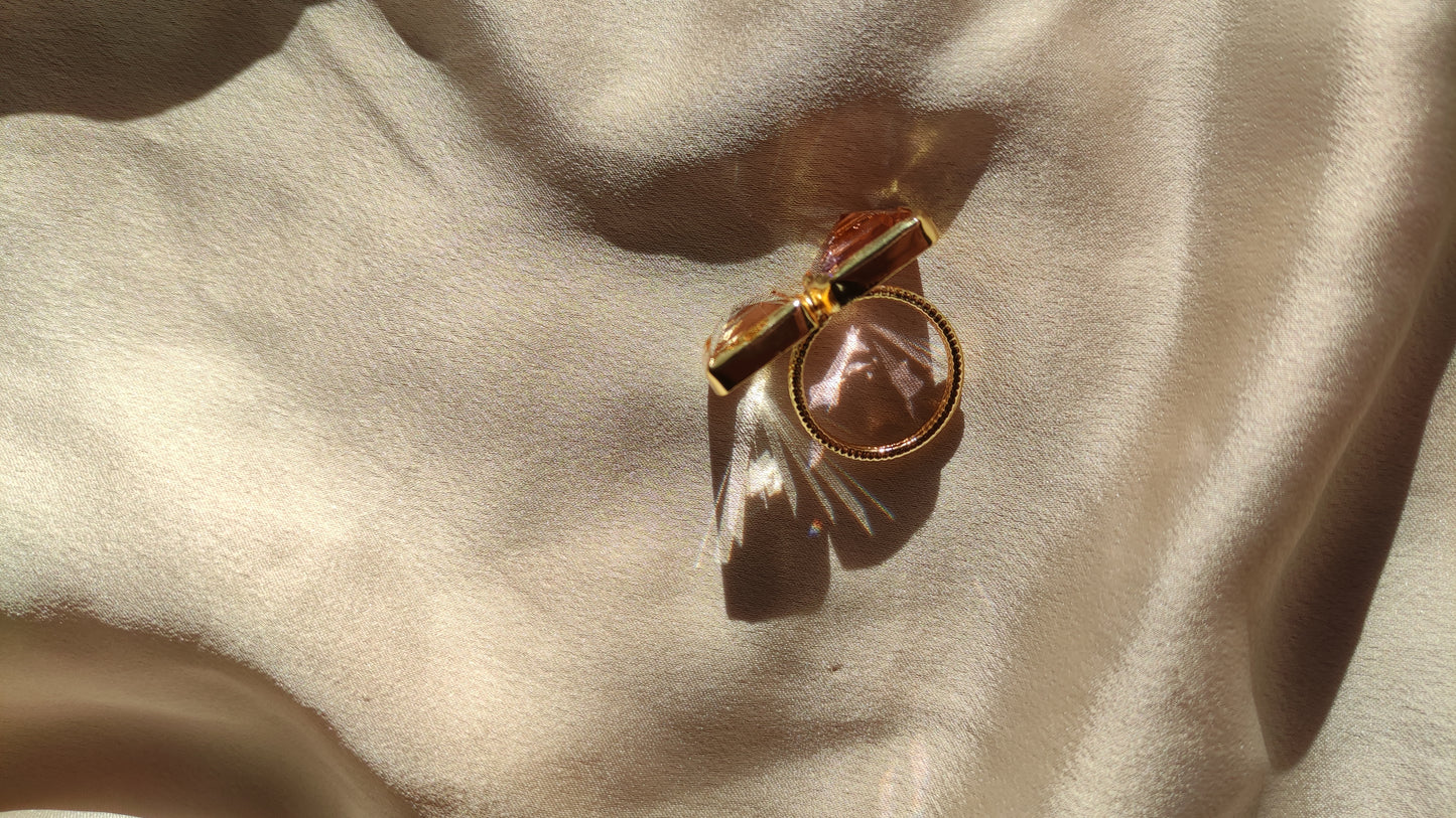 Anello cristalli rosa e ambra