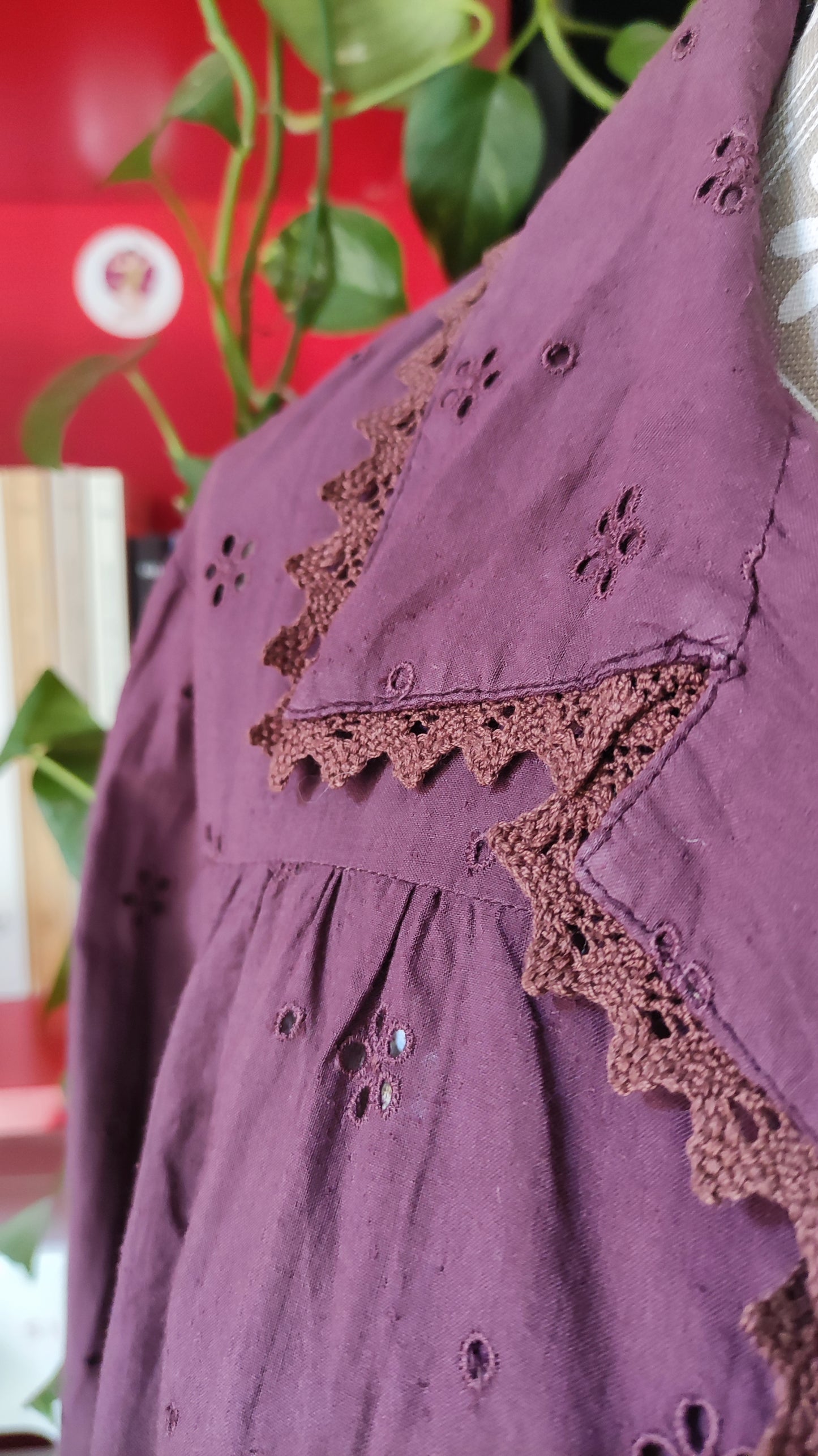 Camicia handmade san gallo viola