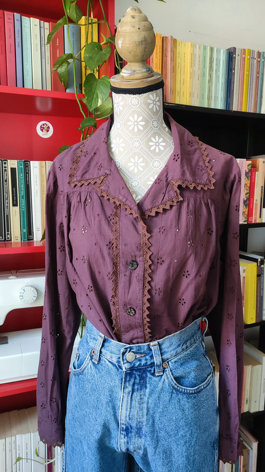 Camicia handmade san gallo viola