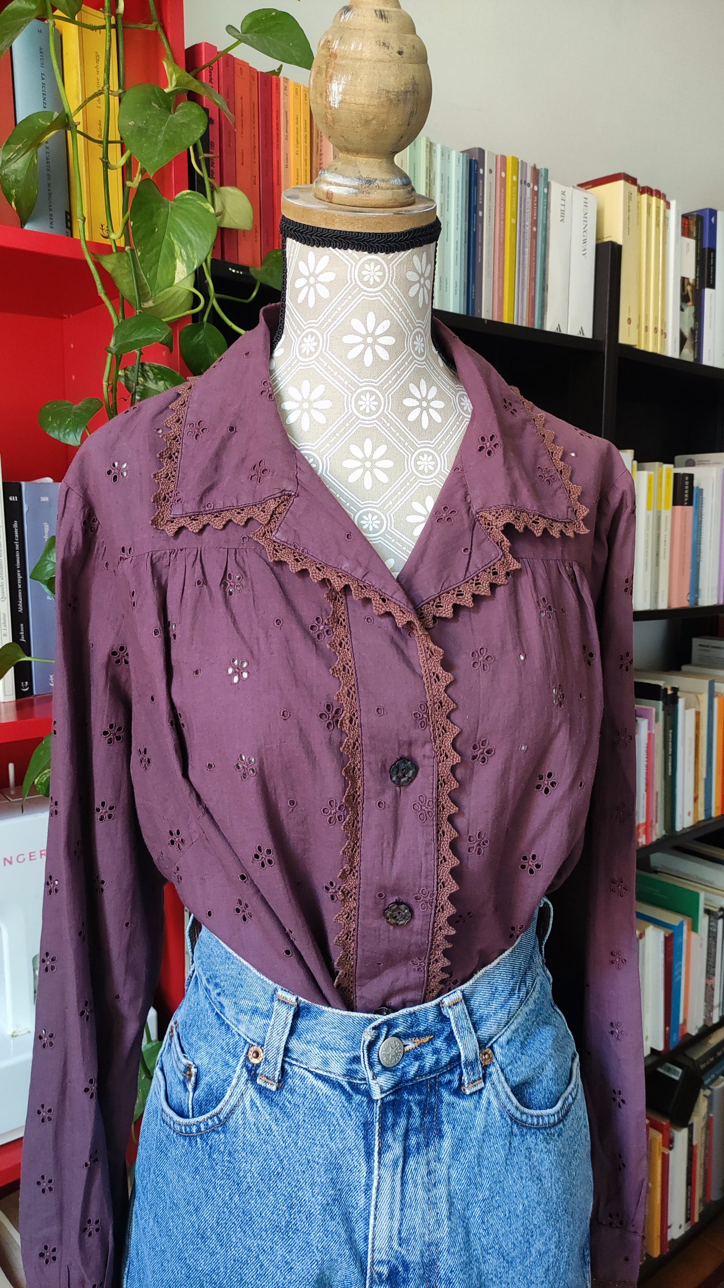 Camicia handmade san gallo viola