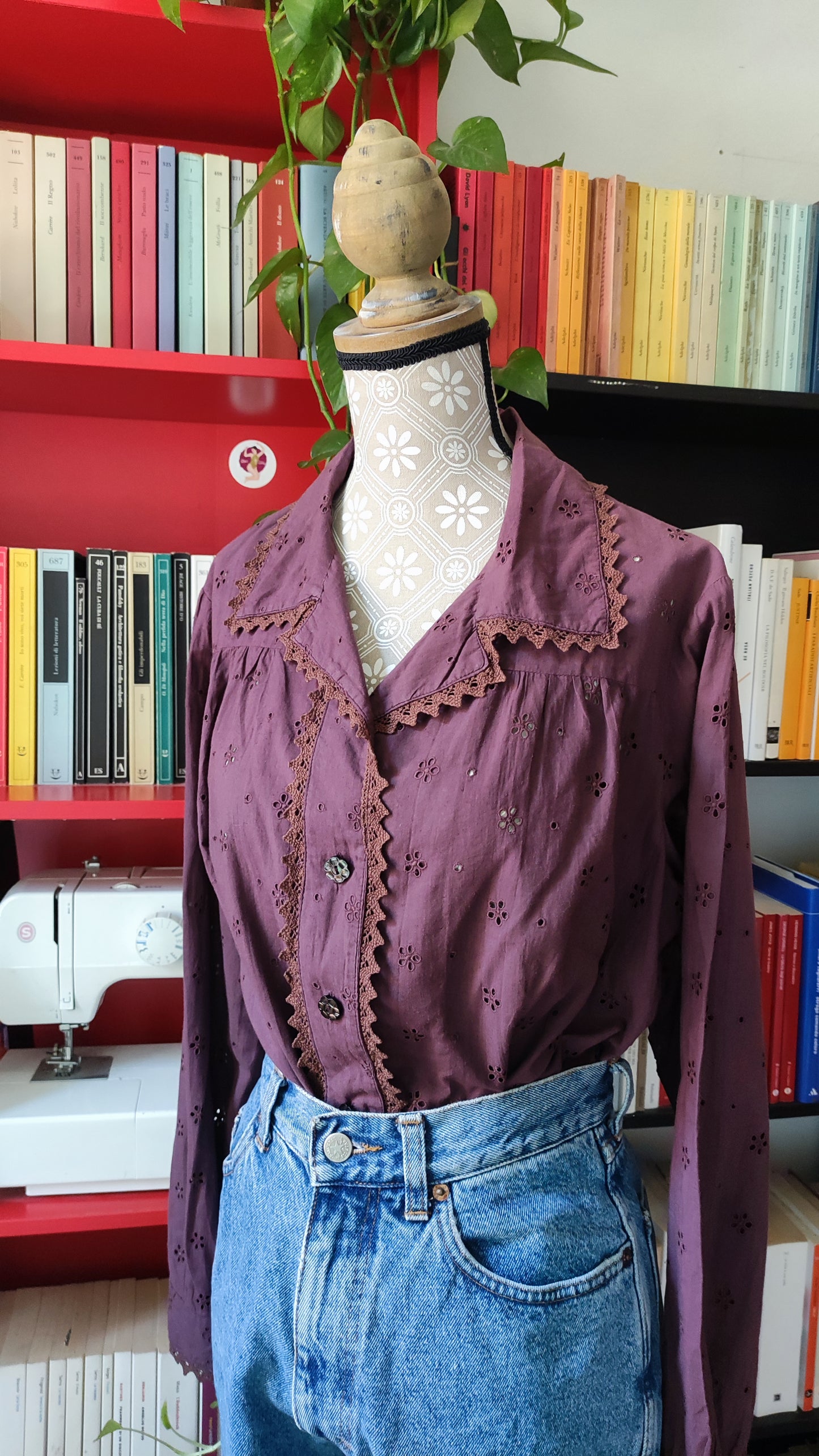 Camicia handmade san gallo viola