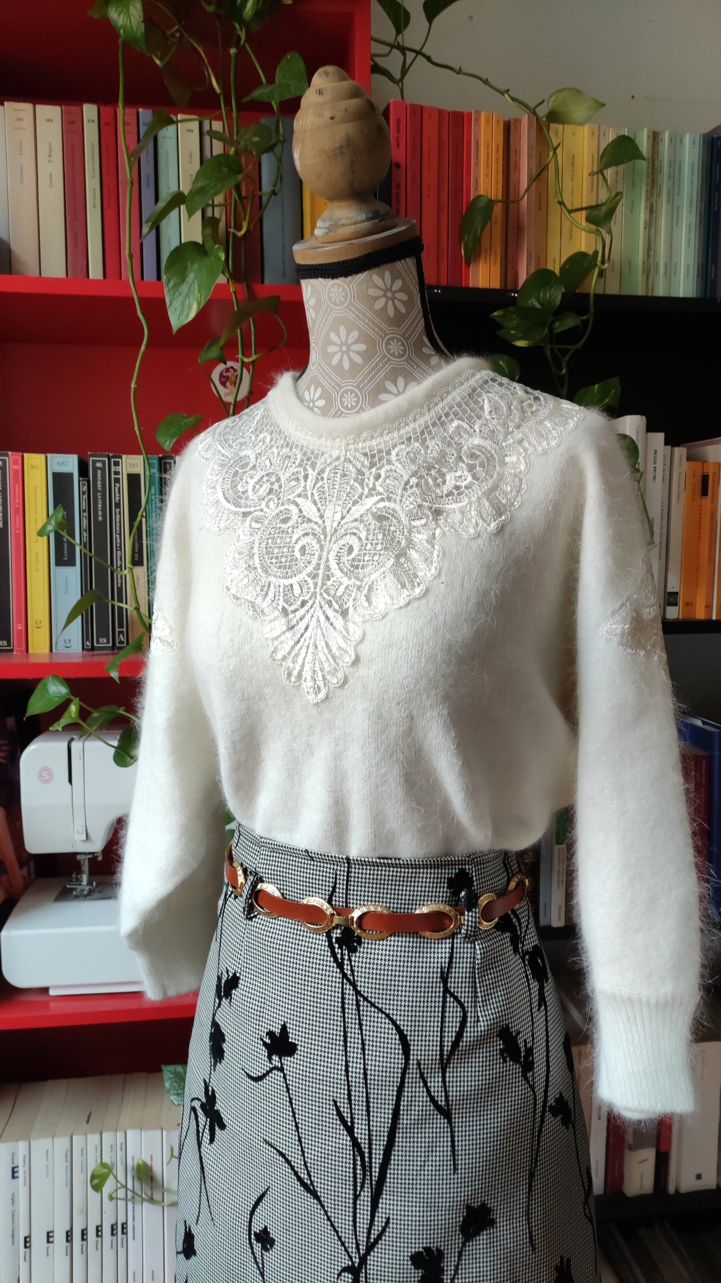 Maglione mohair panna