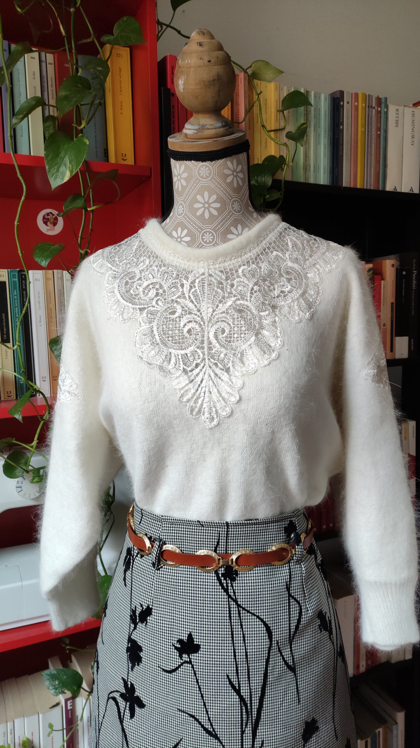 Maglione mohair panna