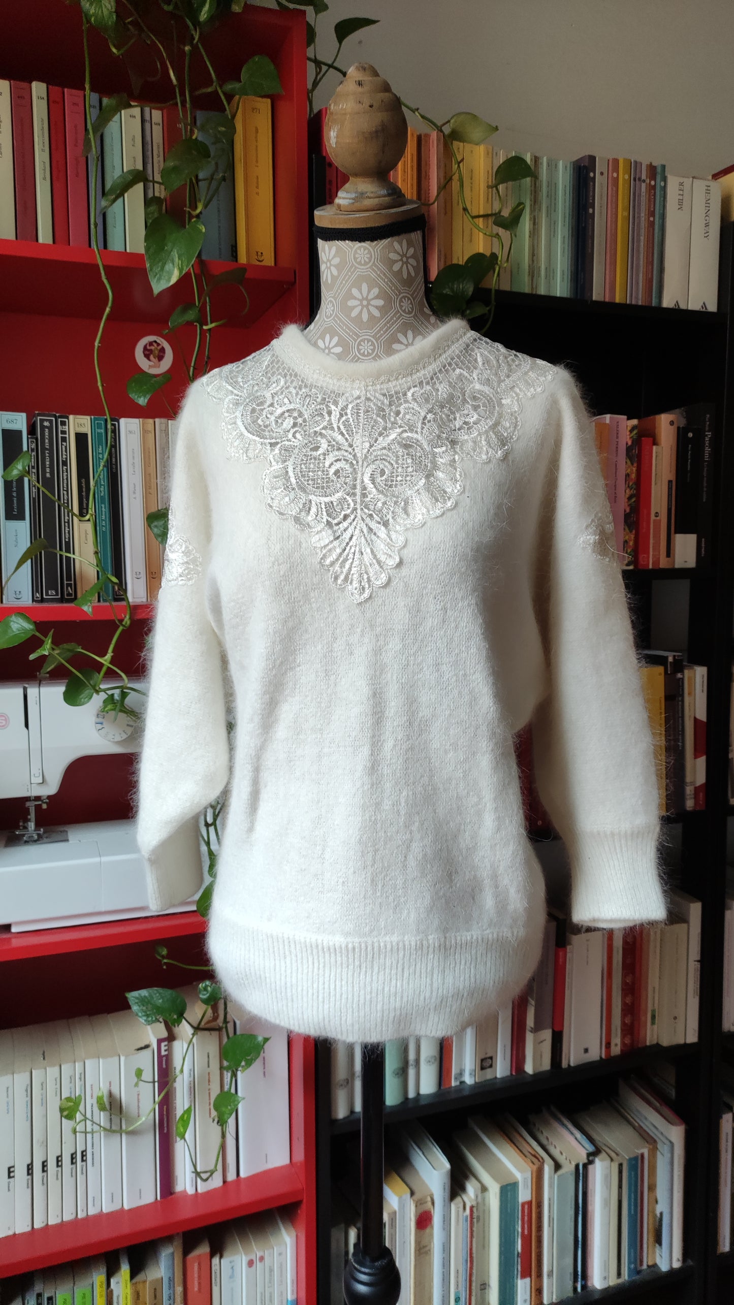 Maglione mohair panna