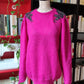 Maglione mohair fuscia con rimani di perline