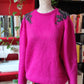 Maglione mohair fuscia con rimani di perline