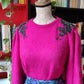 Maglione mohair fuscia con rimani di perline