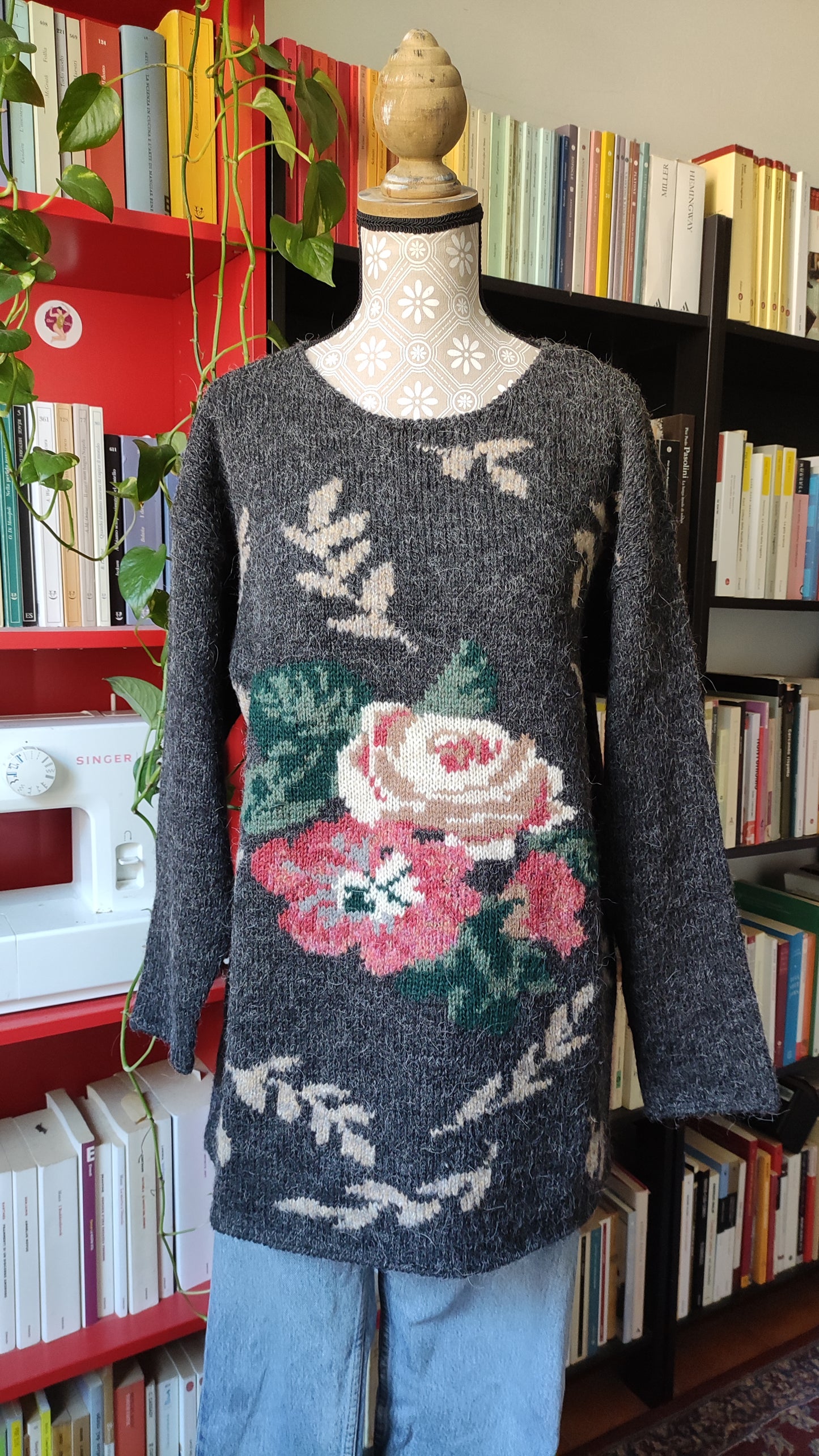 Maglione alpaca fiori