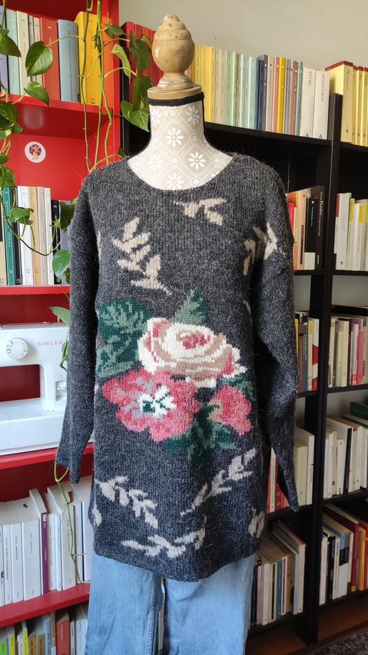 Maglione alpaca fiori