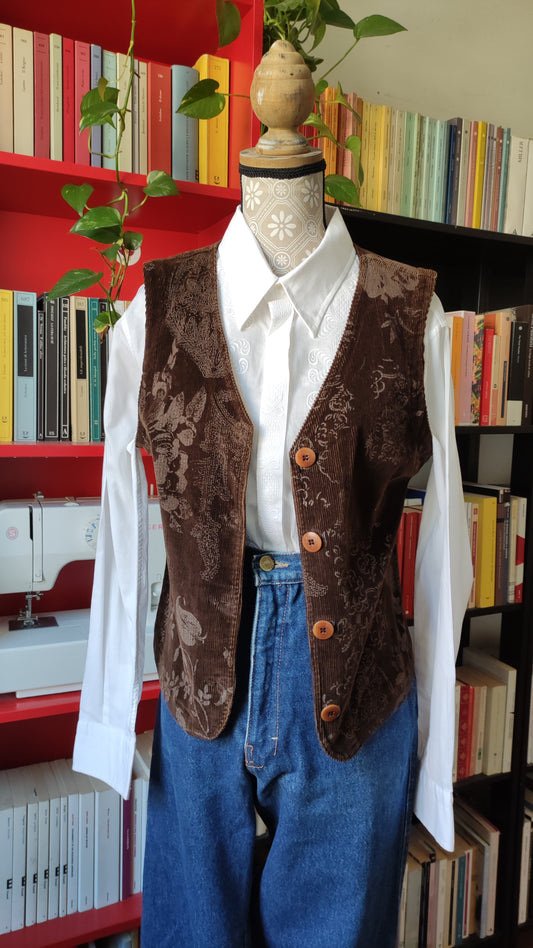 Gilet in velluto marrone