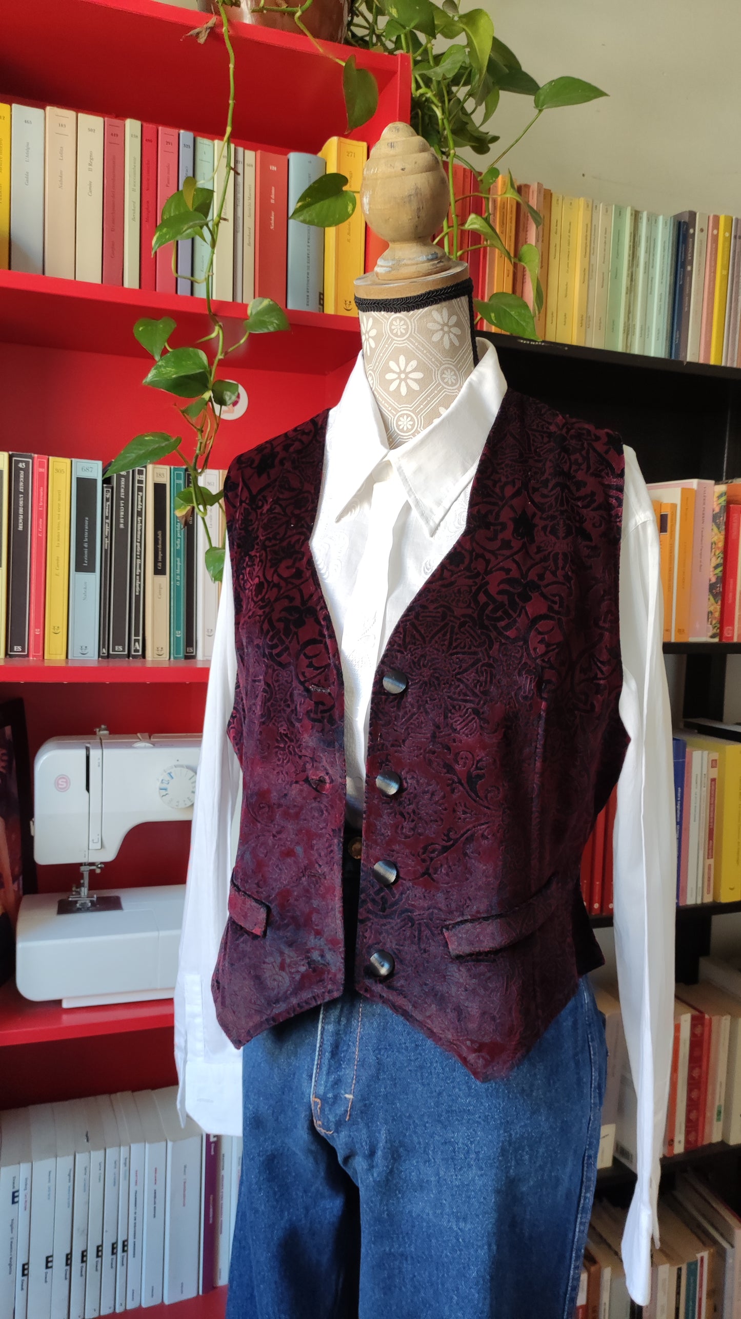 Gilet in velluto damascato