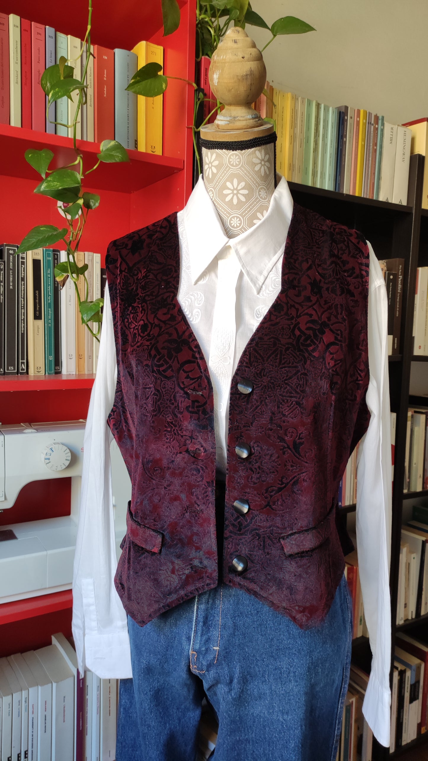 Gilet in velluto damascato