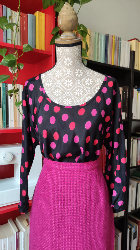 Blusa pois fucsia