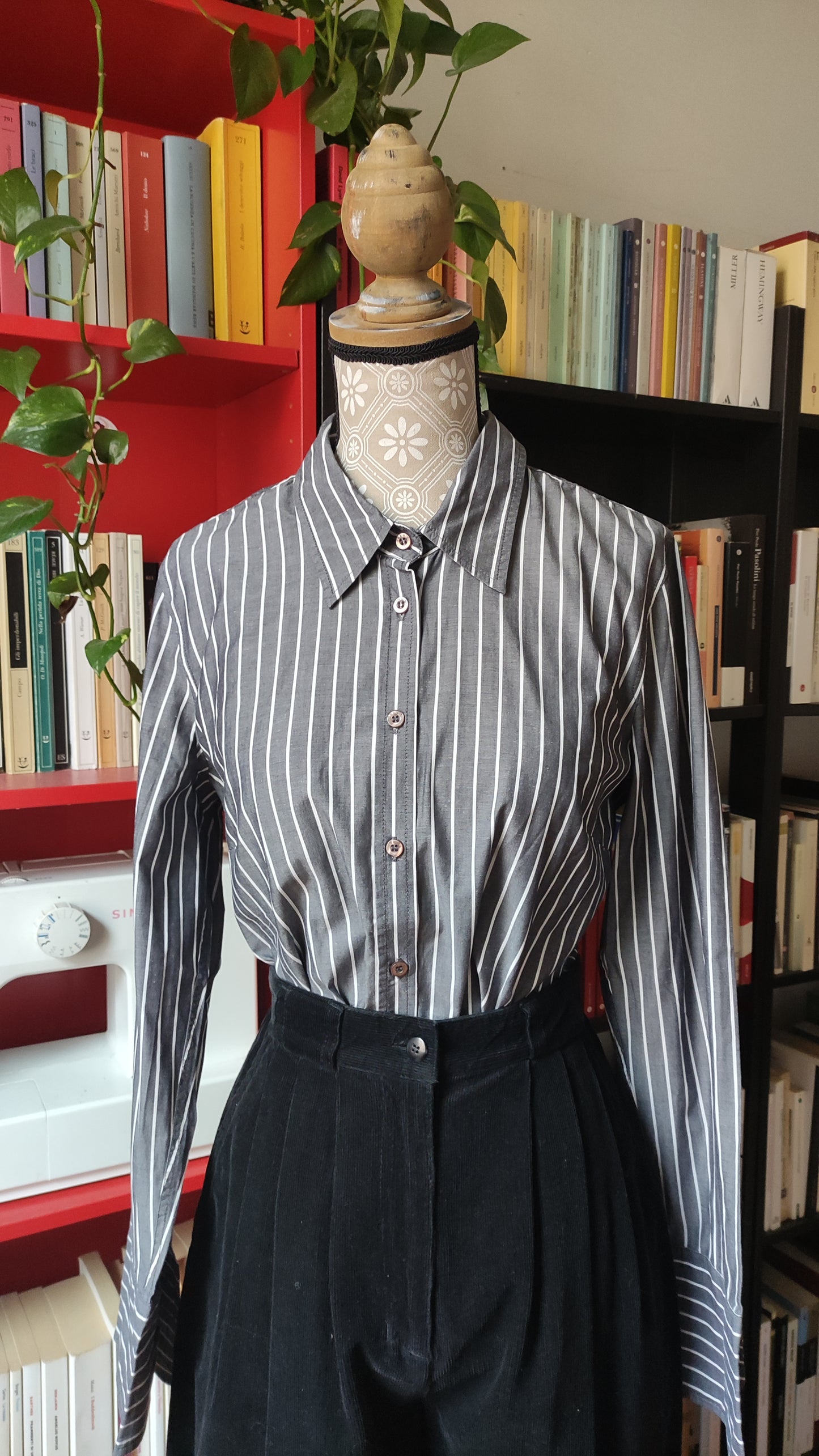 Camicia righe grigia e bianca