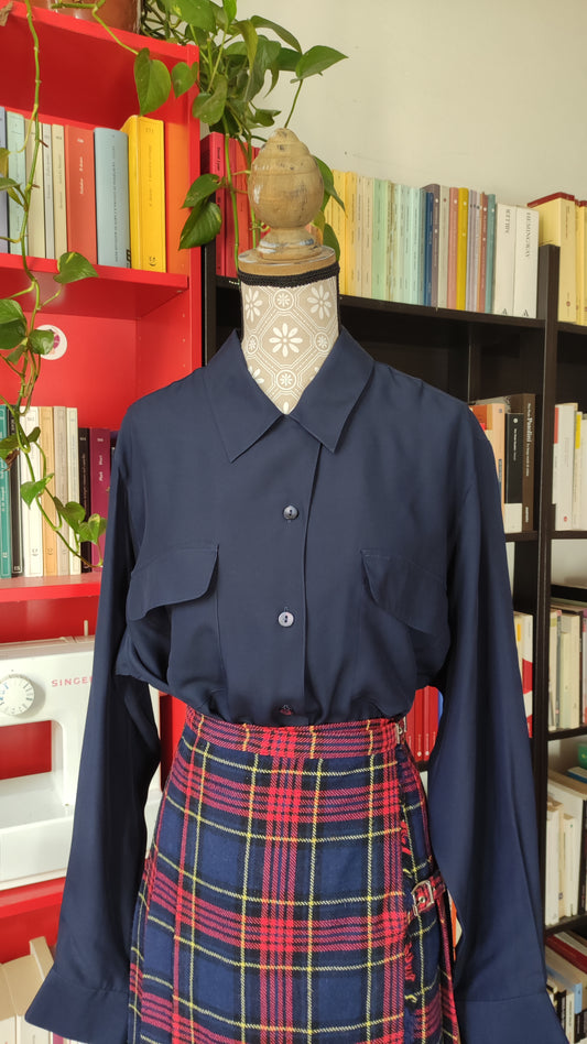 Camicia blu in seta