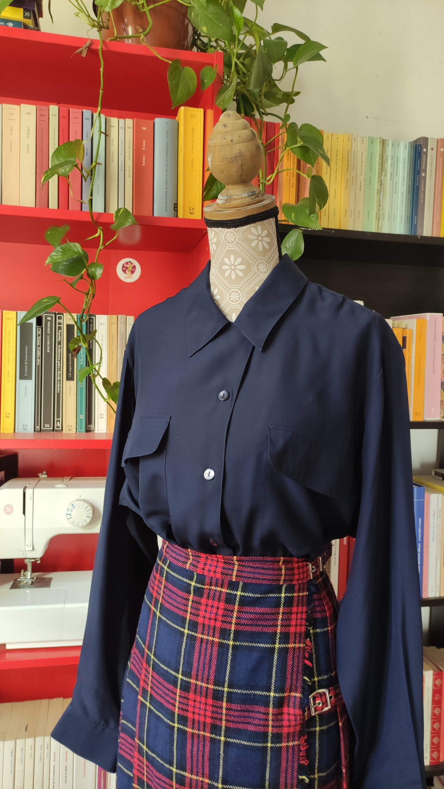 Camicia blu in seta