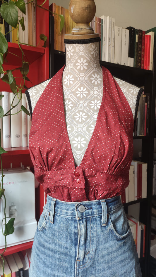 Top rosso pois