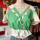 Camicietta crop verde bianca