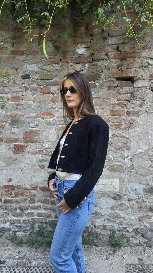 Giacca crop bouclé sartoriale