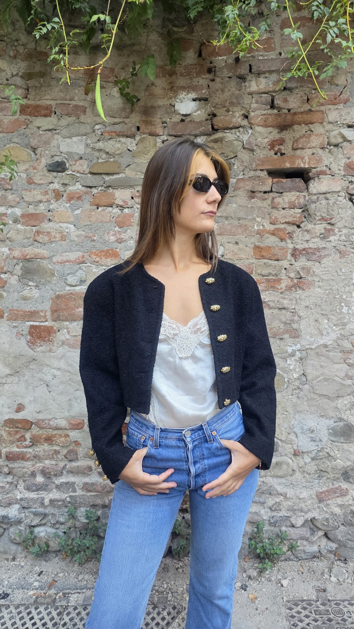 Giacca crop bouclé sartoriale